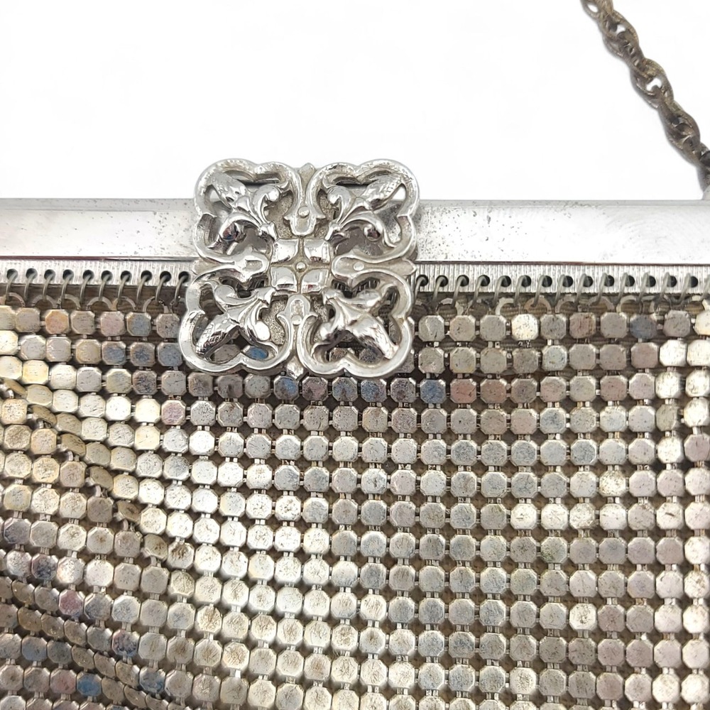 Vintage Whiting & Davis Silver Mesh Chain Strap Evening Purse Made in USA - Picture 3 of 12